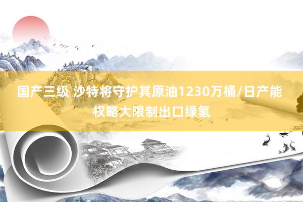 国产三级 沙特将守护其原油1230万桶/日产能 权略大限制出口绿氢