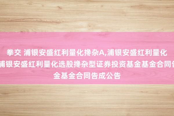 拳交 浦银安盛红利量化搀杂A,浦银安盛红利量化搀杂C: 浦银安盛红利量化选股搀杂型证券投资基金基金合同告成公告