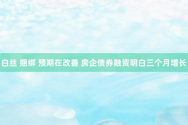 白丝 捆绑 预期在改善 房企债券融资明白三个月增长