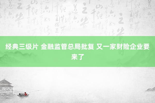 经典三级片 金融监管总局批复 又一家财险企业要来了