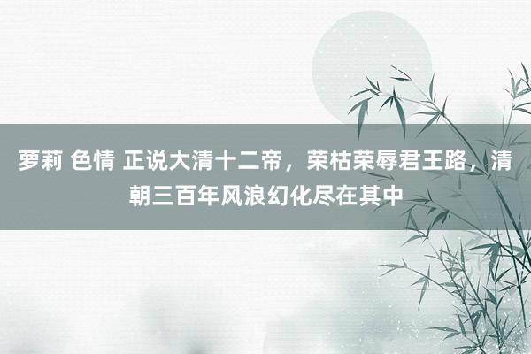 萝莉 色情 正说大清十二帝，荣枯荣辱君王路，清朝三百年风浪幻化尽在其中