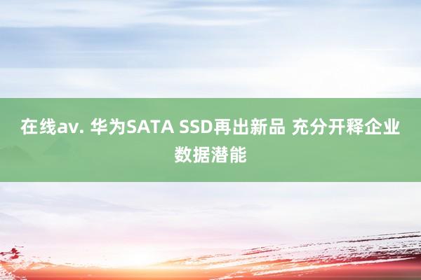 在线av. 华为SATA SSD再出新品 充分开释企业数据潜能