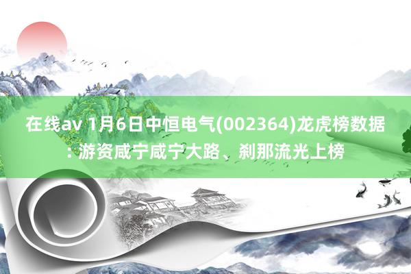 在线av 1月6日中恒电气(002364)龙虎榜数据: 游资咸宁咸宁大路、刹那流光上榜
