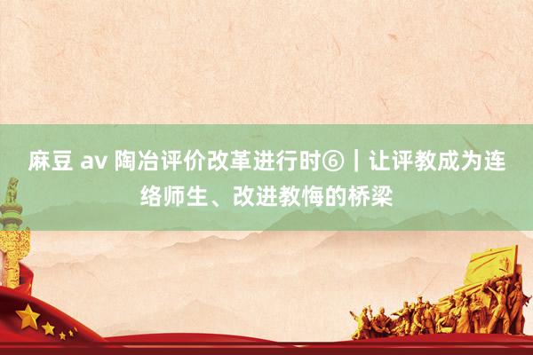 麻豆 av 陶冶评价改革进行时⑥｜让评教成为连络师生、改进教悔的桥梁