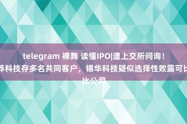 telegram 裸舞 读懂IPO|遭上交所问询！与粗莽科技存多名共同客户，锡华科技疑似选择性败露可比公司
