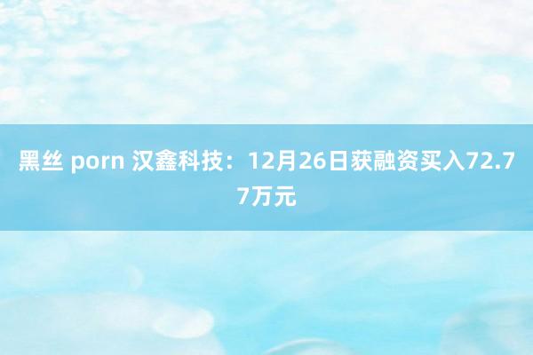 黑丝 porn 汉鑫科技：12月26日获融资买入72.77万元