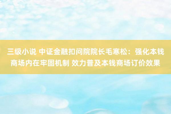 三级小说 中证金融扣问院院长毛寒松：强化本钱商场内在牢固机制 效力普及本钱商场订价效果