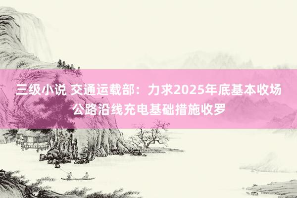 三级小说 交通运载部：力求2025年底基本收场公路沿线充电基础措施收罗