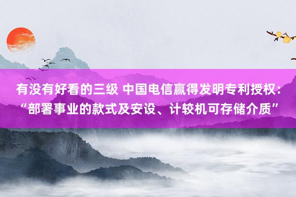 有没有好看的三级 中国电信赢得发明专利授权：“部署事业的款式及安设、计较机可存储介质”