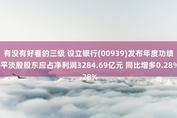 有没有好看的三级 设立银行(00939)发布年度功绩 平淡股股东应占净利润3284.69亿元 同比增多0.28%