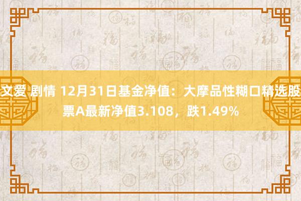 文爱 剧情 12月31日基金净值：大摩品性糊口精选股票A最新净值3.108，跌1.49%