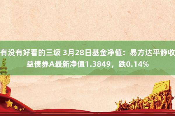 有没有好看的三级 3月28日基金净值：易方达平静收益债券A最新净值1.3849，跌0.14%