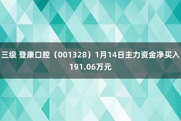 三级 登康口腔（001328）1月14日主力资金净买入191.06万元