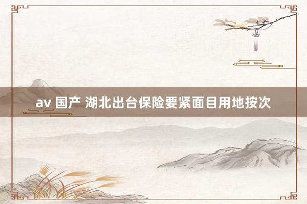 av 国产 湖北出台保险要紧面目用地按次