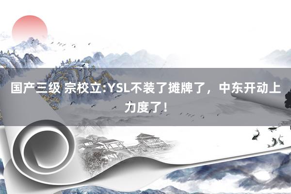 国产三级 宗校立:YSL不装了摊牌了，中东开动上力度了！