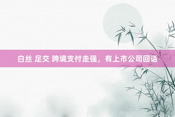 白丝 足交 跨境支付走强，有上市公司回话