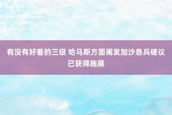 有没有好看的三级 哈马斯方面阐发加沙息兵磋议已获得施展