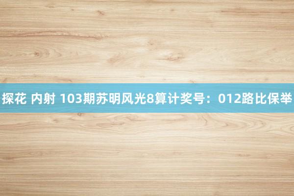 探花 内射 103期苏明风光8算计奖号：012路比保举