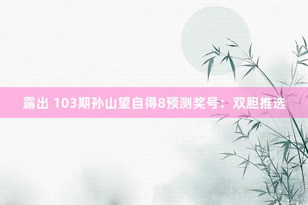 露出 103期孙山望自得8预测奖号：双胆推选